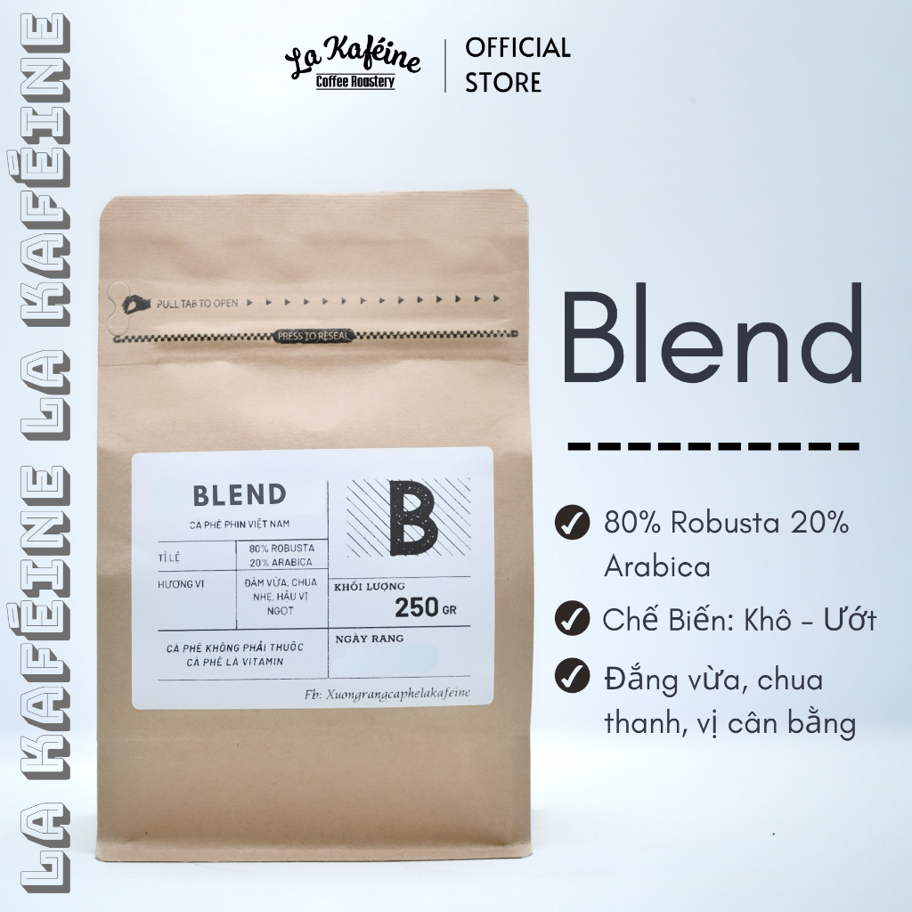 250GR - CÀ PHÊ BLEND NATURAL NGUYÊN CHẤT RANG MỘC 100% HƯƠNG VỊ CÂN BẰNG (DÀNH CHO PHA PHIN VÀ PHA MÁY)