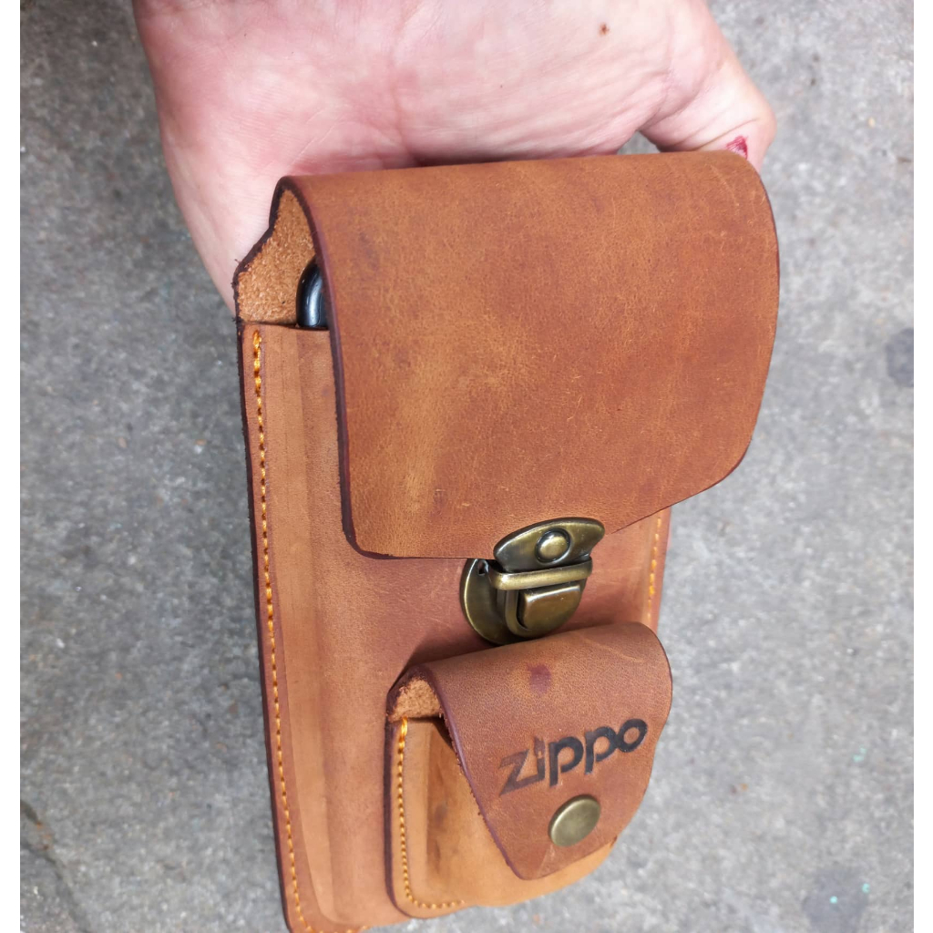 BAO DA ĐỰNG ĐIỆN THOẠI KÈM ZIPPO DA BÒ THẬT