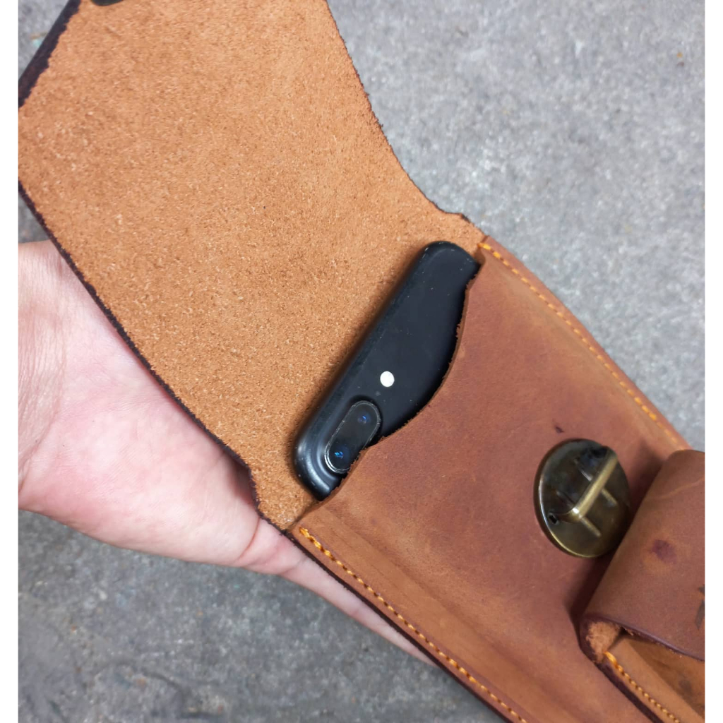 BAO DA ĐỰNG ĐIỆN THOẠI KÈM ZIPPO DA BÒ THẬT