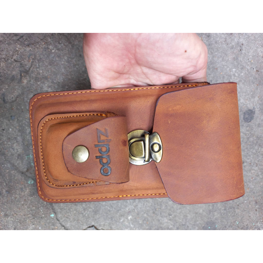 BAO DA ĐỰNG ĐIỆN THOẠI KÈM ZIPPO DA BÒ THẬT