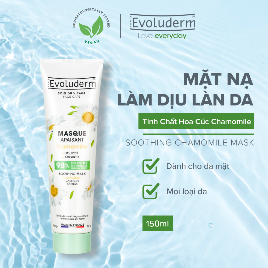 Mặt nạ Evoluderm tinh chất Hoa Cúc Chamomile làm dịu da 150ml