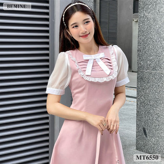 Đầm tay phồng đính nơ cổ BEMINE MT6550
