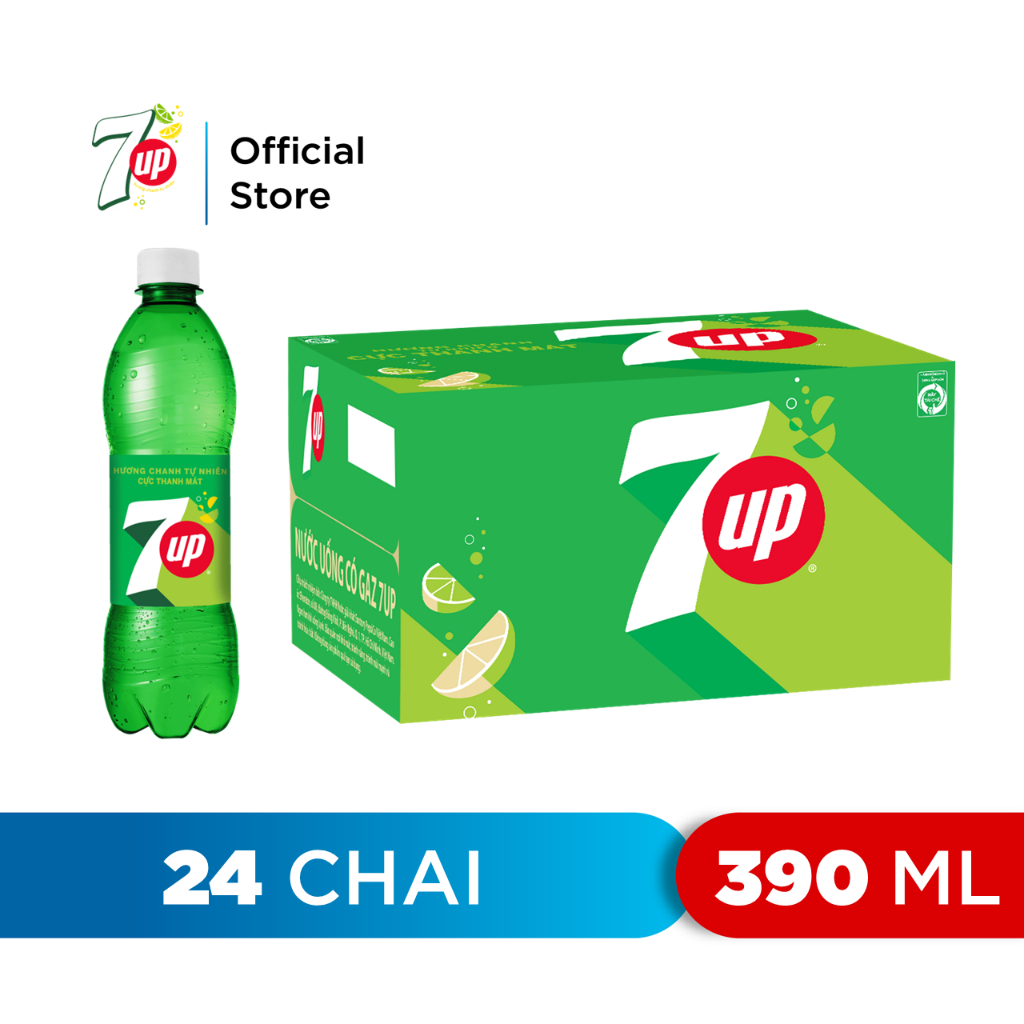 [HCM | ĐN | HN]Thùng 24 Chai Nước Ngọt Có Gaz 7Up (390ml/chai)