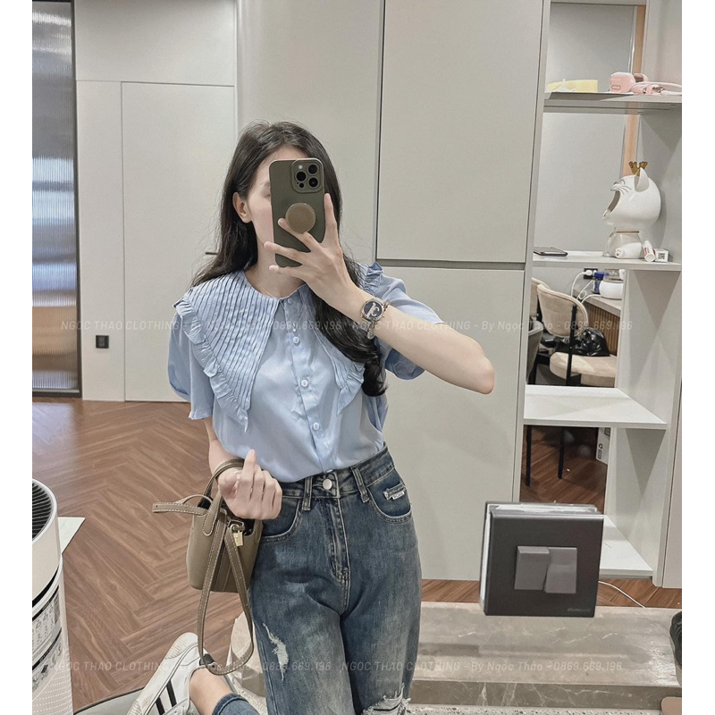 Áo sơ mi cổ dập ly viền bèo 4 màu 23'September Clothes