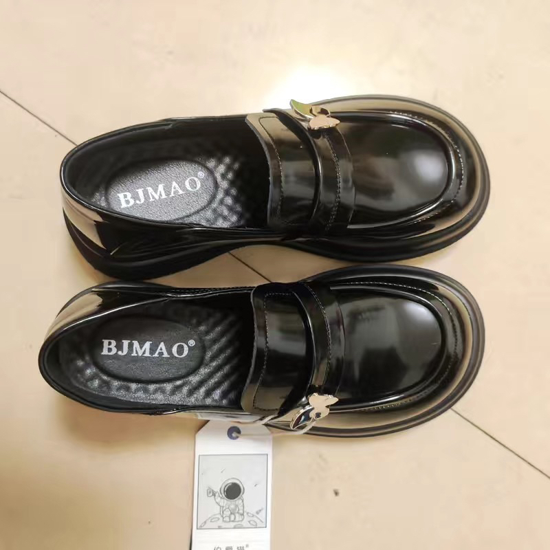 Giày Lolita Nữ Da Đính Charm 🦋 Nhỏ Xinh Xắn Đế Cao