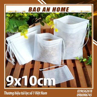 100 chiếc túi lọc trà 9x10 cm có dây rút bằng vải không dệt- baoanhome