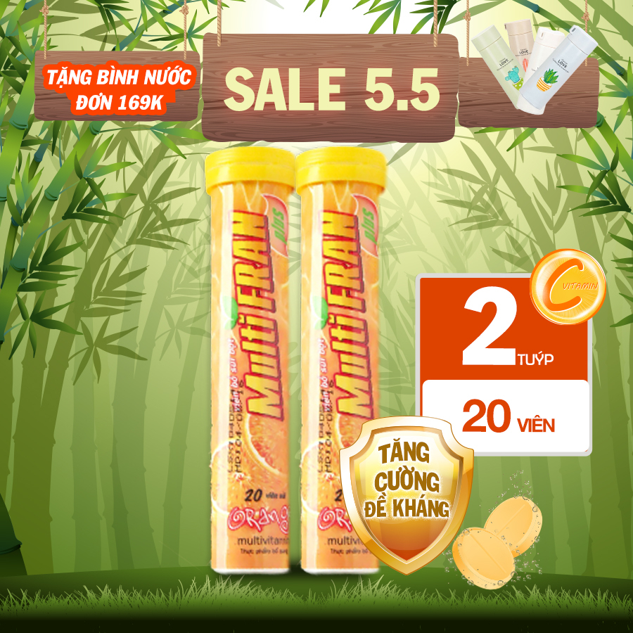 C sủi bổ sung vitamin tăng cường đề kháng khỏe mạnh, hỗ trợ hệ miễn dịch, hương vị cam (2 tuýp)