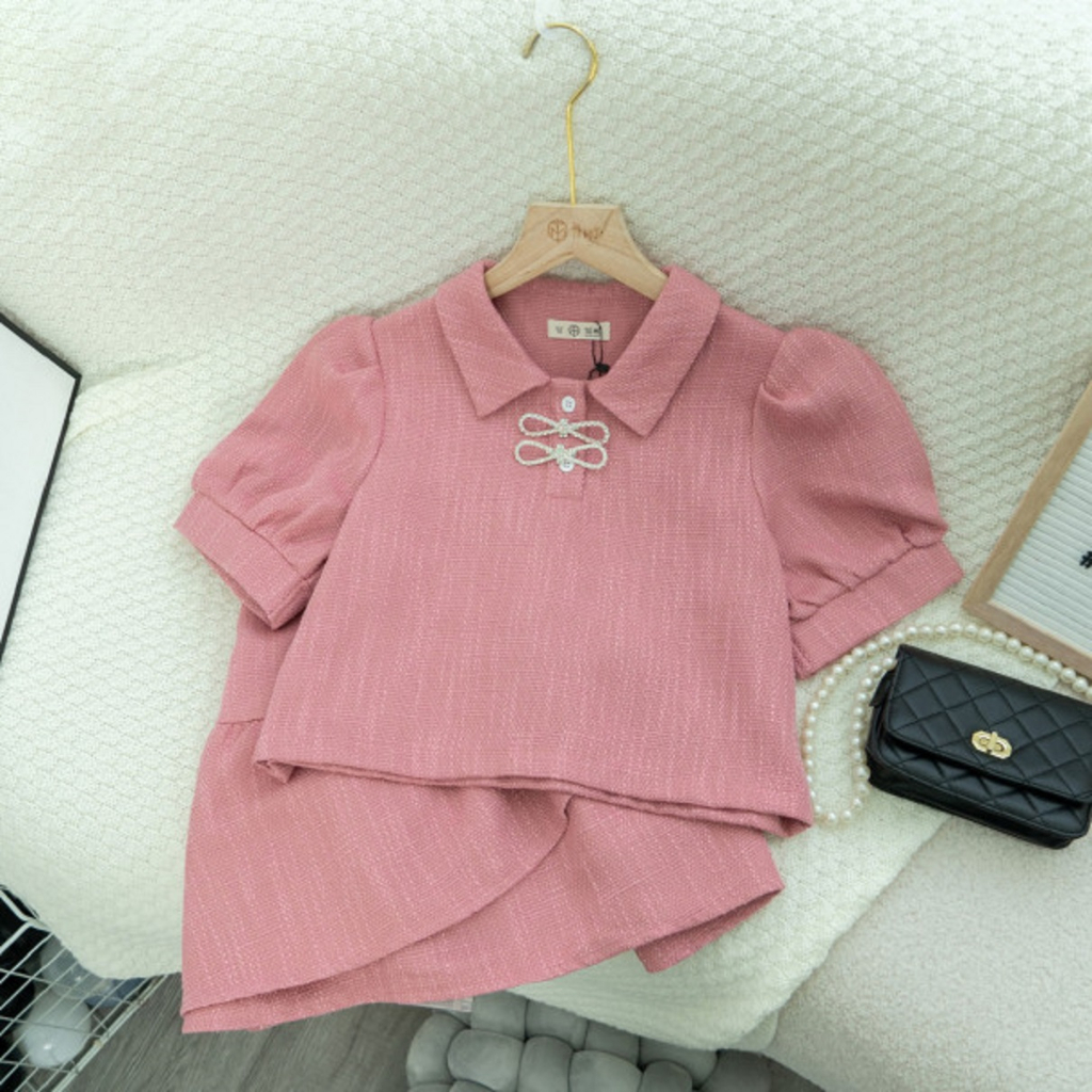 Set bộ bigsize Tú Mỡ Set Bigsize Nữ Thiết Kế Thon Gọn Set bộ 2 nơ Đi làm dạo phố Đủ size 45-85kg DB0058