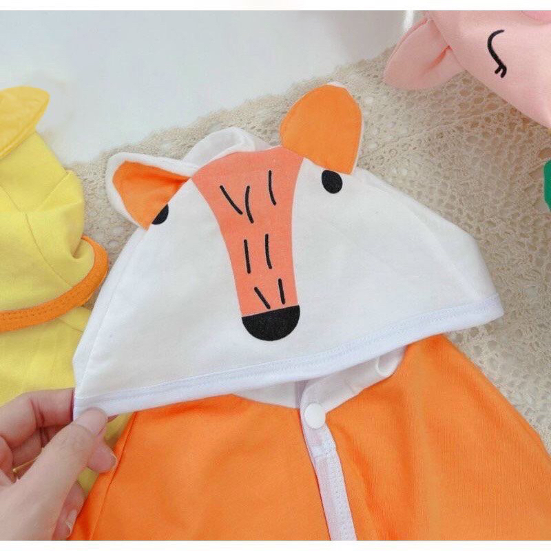Áo choàng chống nắng, chống gió hình động vật ngộ nghĩnh vải cotton cao cấp cho bé trai bé gái 0-12kg