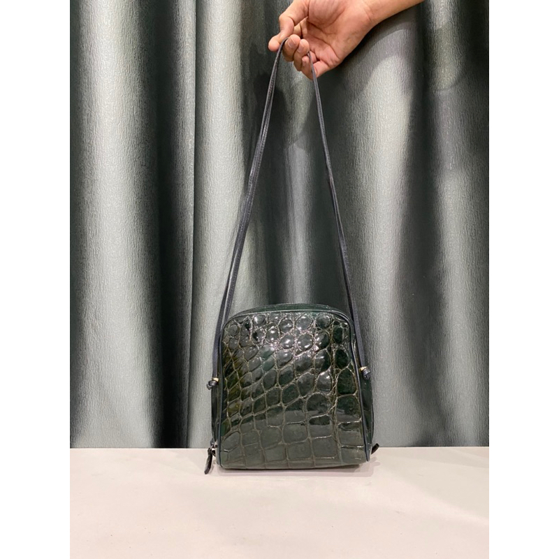 Túi si hiệu LANCEL của Pháp da cá sấu bóng kính thật