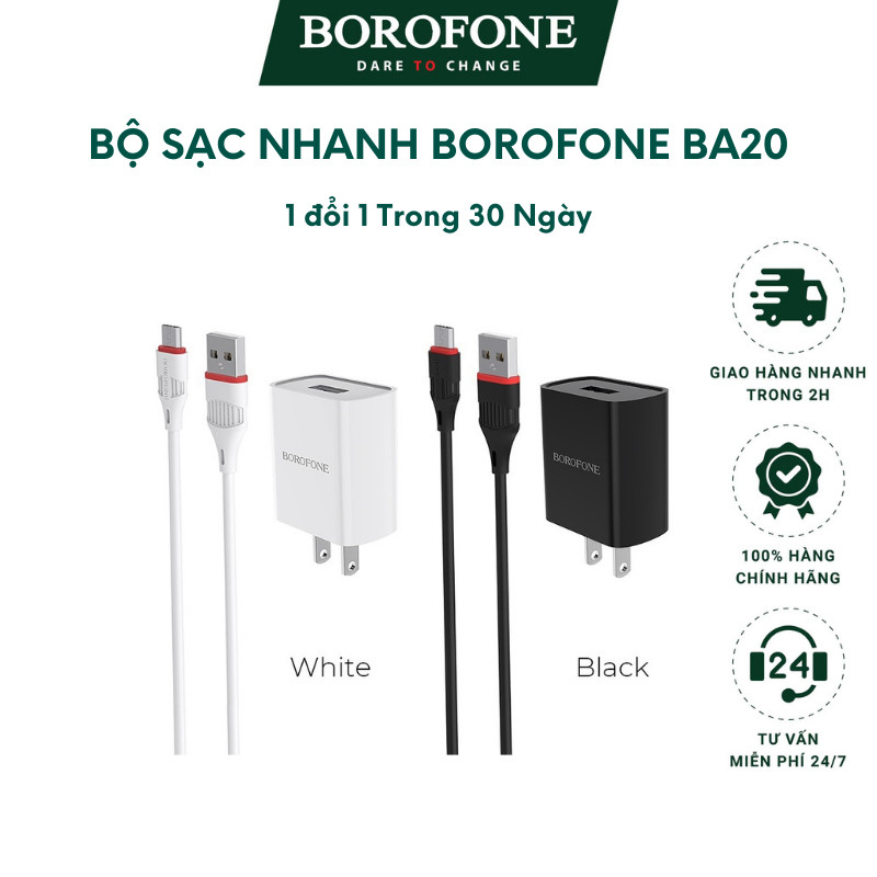 Bộ cáp sạc BOROFONE BA20A độ bền cao, an toàn - AK Mobile