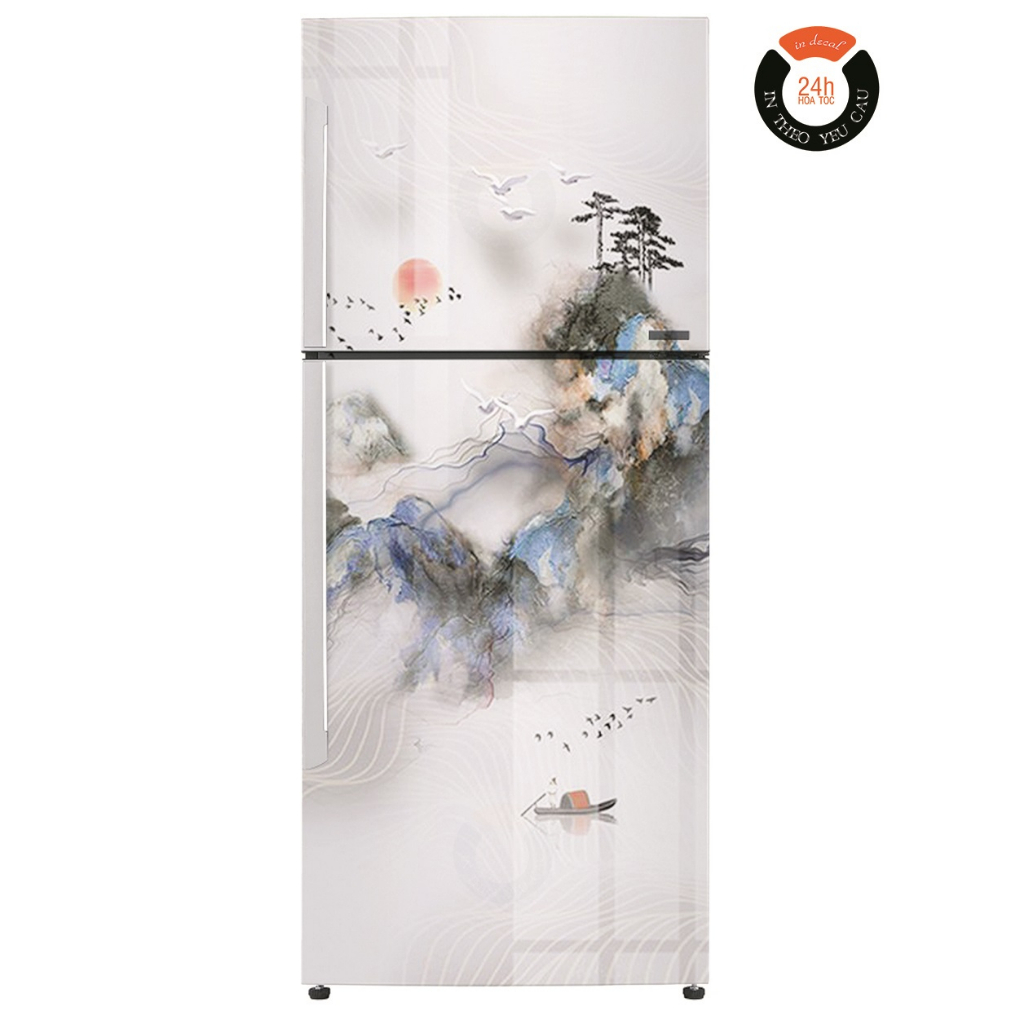 Decal dán tủ lạnh TRANH HOẠ (xám) MỚI - Trang trí nhà cửa