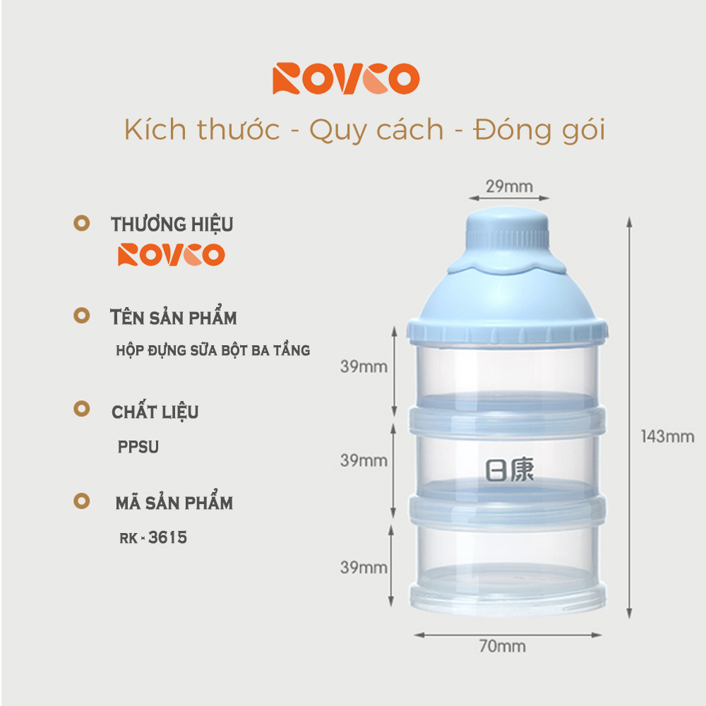 Hộp Đựng Sữa ROVCO RK-3615 3 Tầng Nhựa PPSU