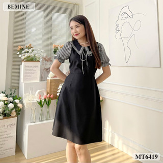 Đầm xòe cổ 2 lá tay phồng bemine mt6419