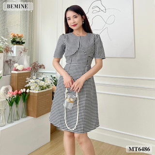 Đầm công sở cổ tròn tùng xoè BEMINE MT6486