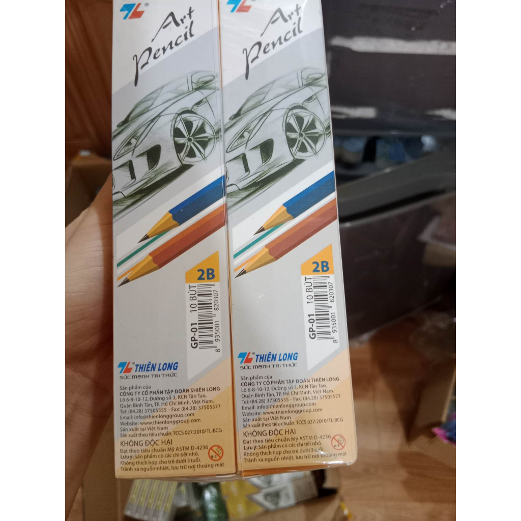 Hộp 10 cây bút chì gỗ Thiên Long. HB, 2B. Nét đậm siêu đẹp.