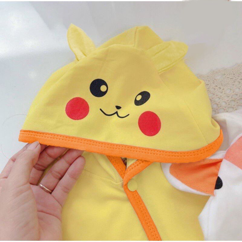 Áo choàng chống nắng, chống gió hình động vật ngộ nghĩnh vải cotton cao cấp cho bé trai bé gái 0-12kg