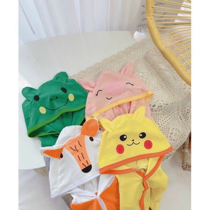 Áo choàng chống nắng, chống gió hình động vật ngộ nghĩnh vải cotton cao cấp cho bé trai bé gái 0-12kg