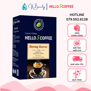 Cafe Đen Hòa Tan Không Đường Hello 5 Coffee - Gu Đậm - Hộp 15 gói x 2g