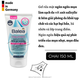 Sữa rửa mặt Balea - nội địa Đức - giảm mụn, sáng da cho da nhạy cảm