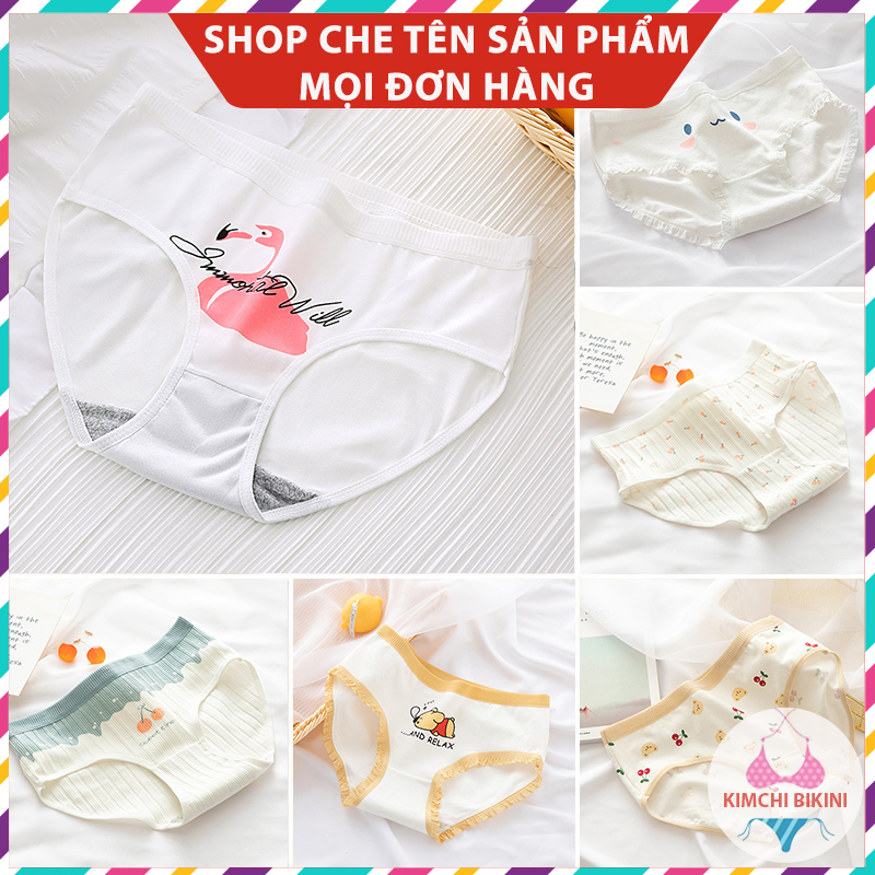 quần nót nữ bé gái màu trắng dễ thương vải mềm cute  KIMCHIBIKINI quần silip nữ bé gái ôm bụng hình thú 4 chiều QL093