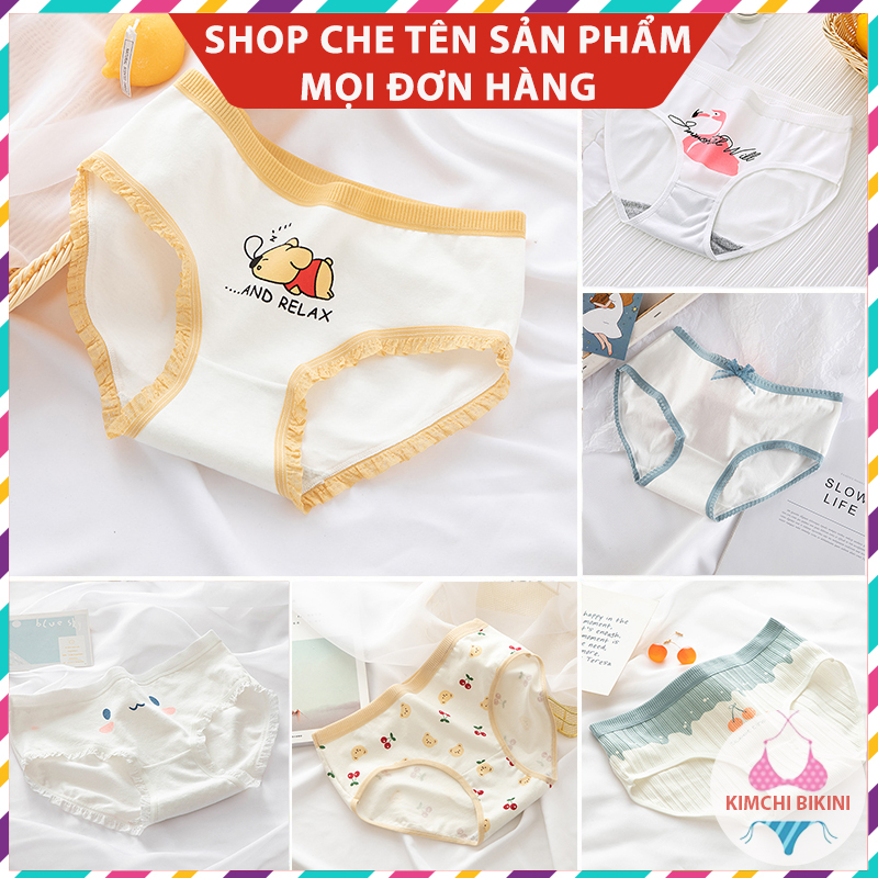 quần nót nữ bé gái màu trắng dễ thương vải mềm cute  KIMCHIBIKINI quần silip nữ bé gái ôm bụng hình thú 4 chiều QL093