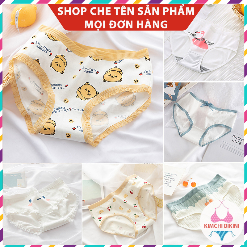 quần nót nữ bé gái màu trắng dễ thương vải mềm cute  KIMCHIBIKINI quần silip nữ bé gái ôm bụng hình thú 4 chiều QL093