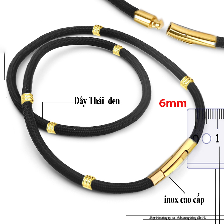 Dây chuyền dù thái cao cấp loại to 6ly bọc khoen ngấn mạ vàng sang trọng đẳng cấp, thể hiên phong độ lịch lãm