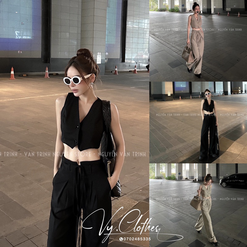 Set áo vest gile mix quần ống suông chéo cạp belt dài BAGEO - 𝐕𝐘.𝐂𝐋𝐎𝐓𝐇𝐄𝐒 𝐂𝐇𝐔𝐘𝐄̂𝐍 𝐇𝐀̀𝐍𝐆 𝐐𝐔𝐀̉𝐍𝐆 𝐂𝐇𝐀̂𝐔 𝐂𝐇𝐈́𝐍𝐇 𝐇𝐈𝐄̣̂𝐔