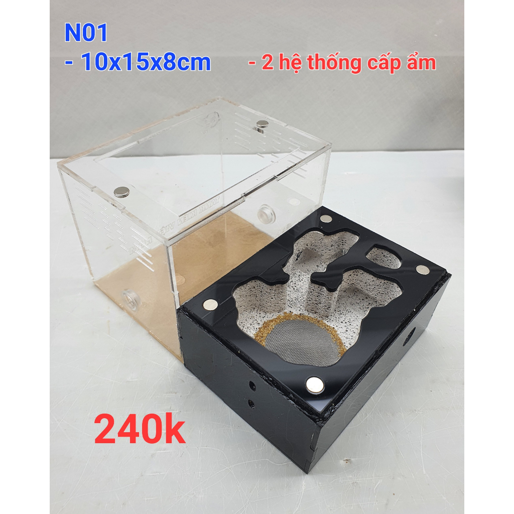 Hộp nuôi kiến/ hộp mica nuôi kiến/ Tank nuôi kiến/ Tank kiến - N01 full phụ kiện