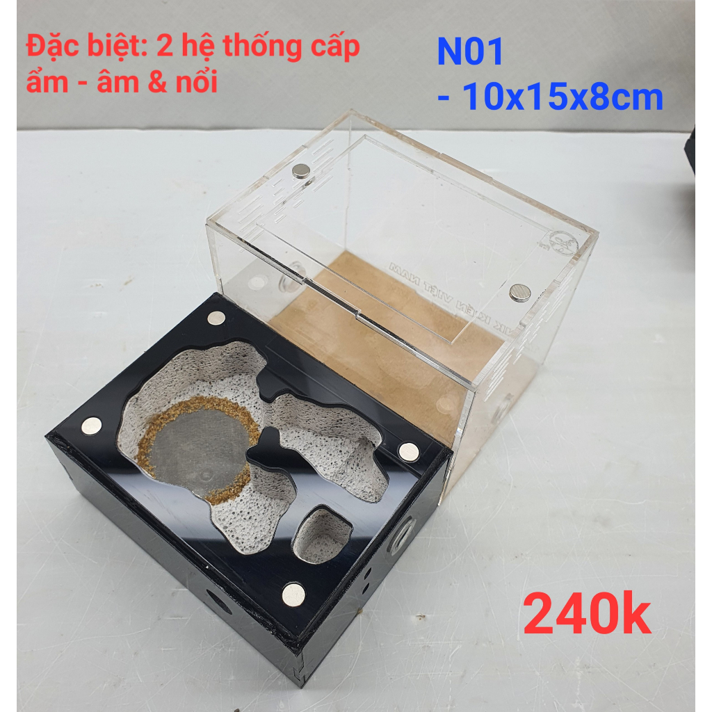 Hộp nuôi kiến/ hộp mica nuôi kiến/ Tank nuôi kiến/ Tank kiến - N01 full phụ kiện