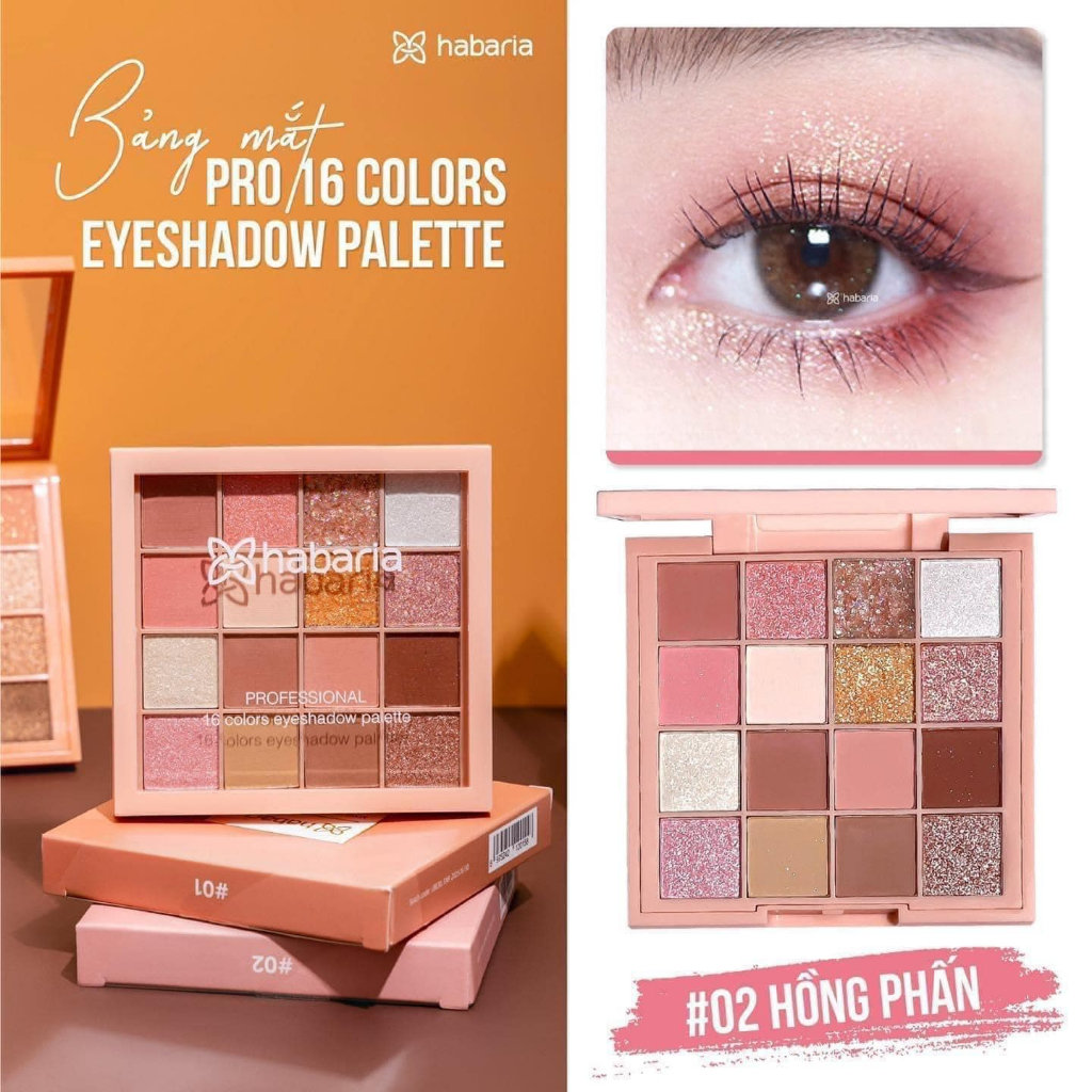 Bảng phấn mắt Habaria Pro 16 Colors Eyeshadow Palette 16 Ô
