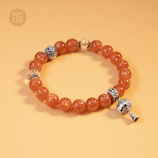 Tinh lâm vòng tay phong thủy đá sunstone 8 li - charm hoa sen phối đá thạch anh