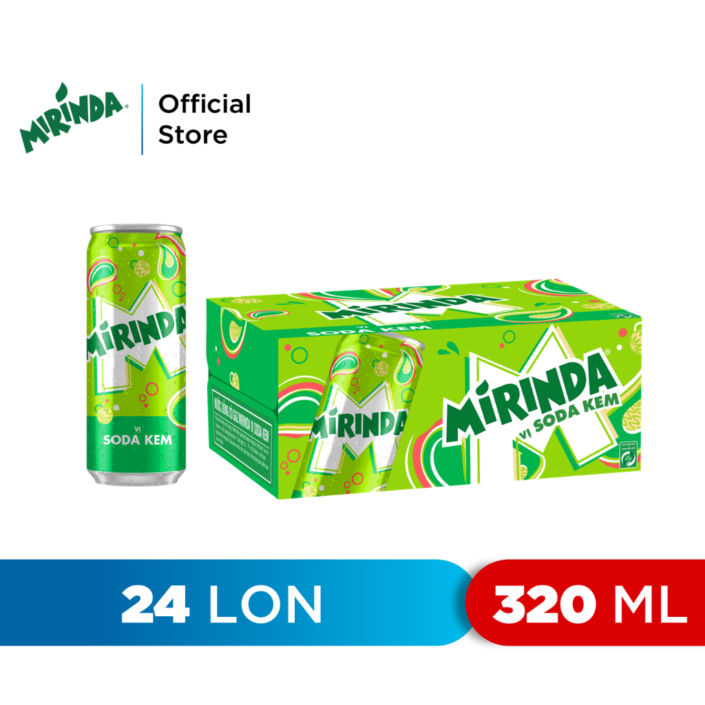 [Chỉ 25.12 - ĐƠN 300K TẶNG 1 LY]Thùng Nước Ngọt Có Gaz Mirinda Soda Kem (320ml/lon)