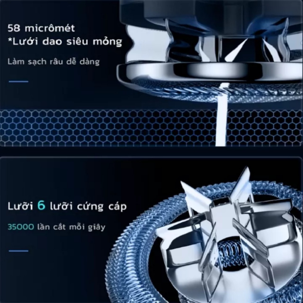 Máy cạo râu nam Shaver 9D 4in1 kiêm tỉa lông mũi cao cấp, 3 lưỡi dao kép, công nghệ chống nước
