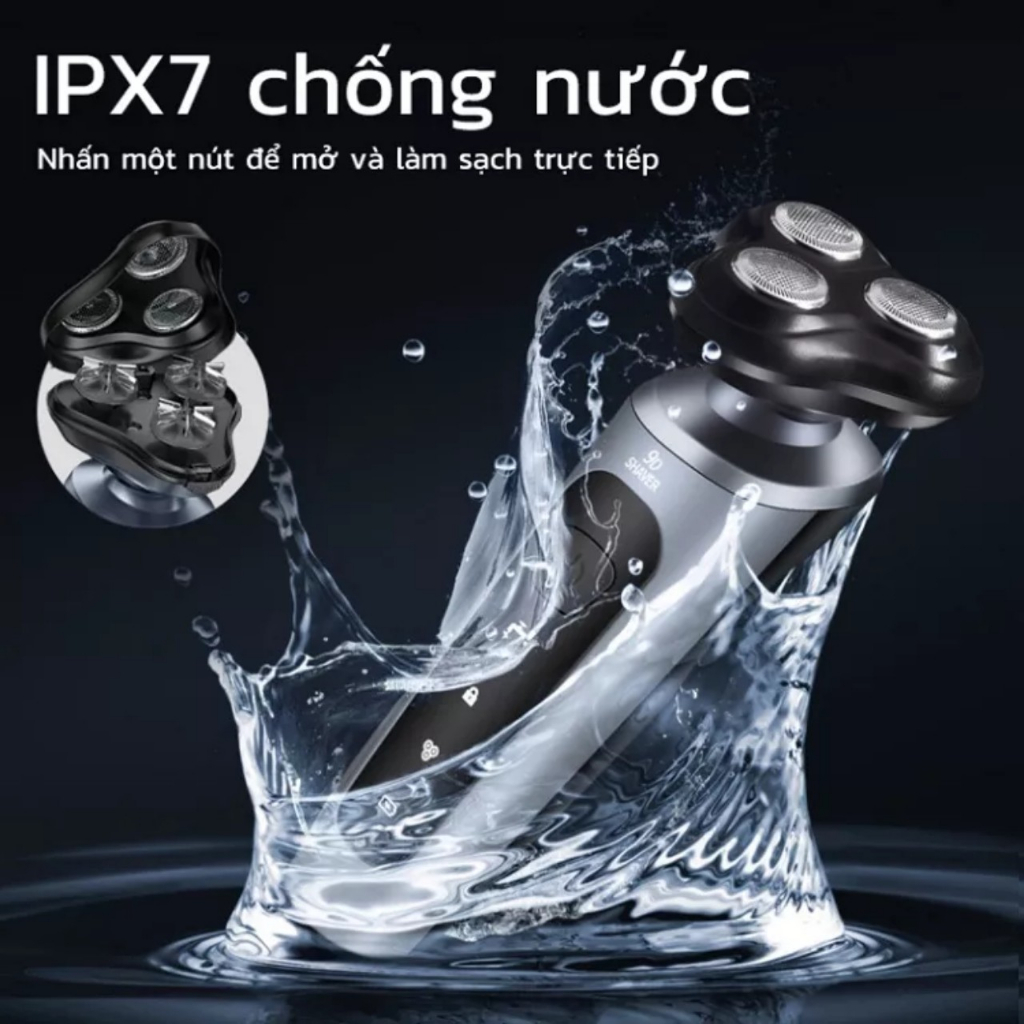 Máy cạo râu nam Shaver 9D 4in1 kiêm tỉa lông mũi cao cấp, 3 lưỡi dao kép, công nghệ chống nước