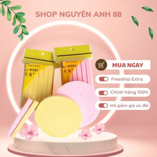 Bông nở rửa mặt Chivey 12 miếng / Miếng mút rửa mặt bọt biển dạng nén, Bông mút bọt biển siêu mềm rửa mặt