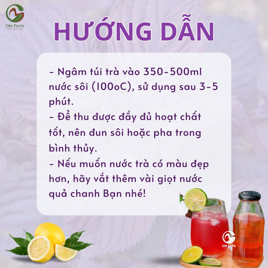 Trà Tía Tô tím Om Sapa nguyên chất Thanh Lọc Cơ Thể, Khỏe Đẹp Da 30 Túi lọc/Hộp
