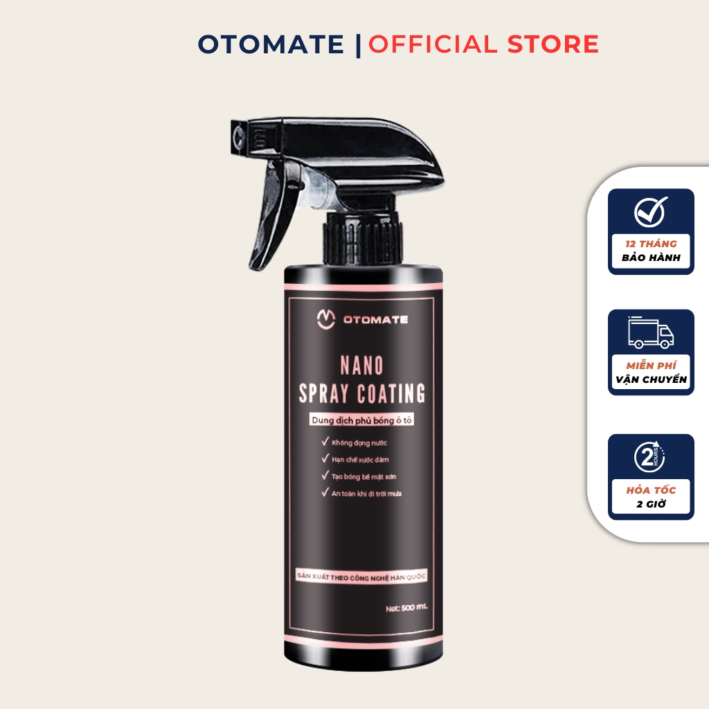 Xịt bóng xe máy ô tô OTOMATE Chai xịt bóng xe máy nano chống nước gương kính ô tô - chai 500ml bảo hành 12 tháng