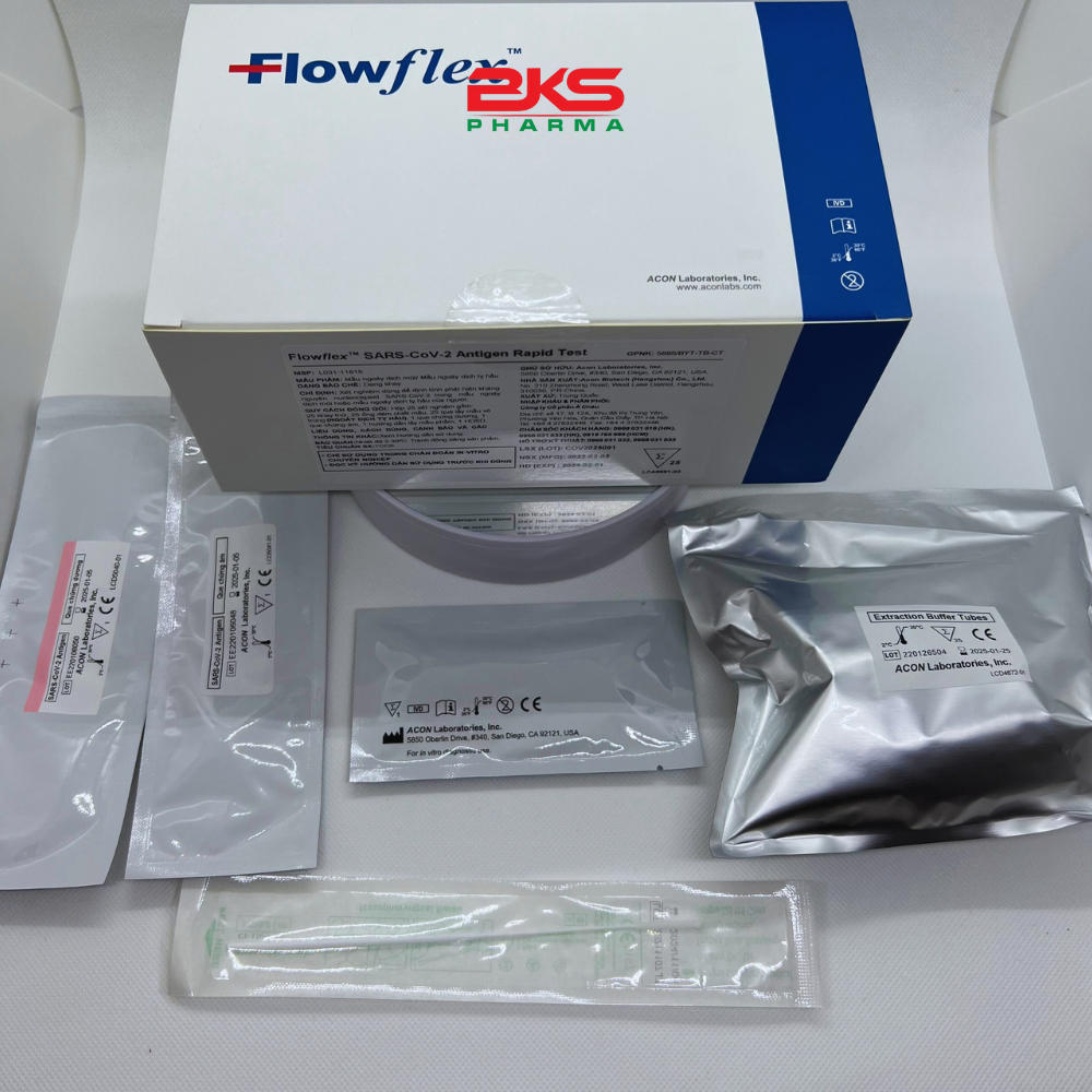 Que test nhanh Covid-19 Acon tại nhà - Kit xét nghiệm nhanh Kháng nguyên Flowflex Mỹ