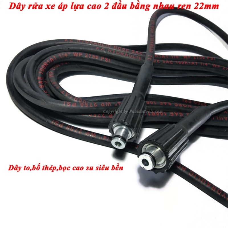 DÂY RỬA XE LÕI THÉP REN 22 , dành cho máy rửa xe áp lực cao