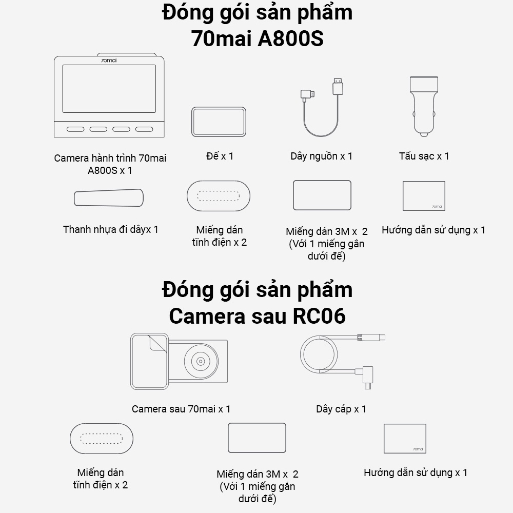 Camera hành trình 70mai Dash Cam A800S độ phân giải 4K +cam sau RC06 bản quốc tế,bảo hành 12 tháng | BigBuy360 - bigbuy360.vn