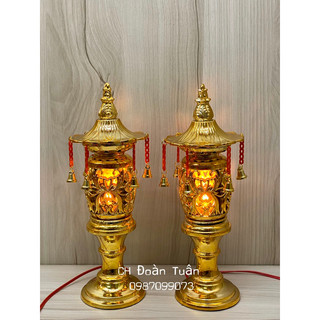 MỘT ĐÔI ĐÈN THỜ PHÚ QUÝ MẠ ĐỒNG CÓ DÂY TREO