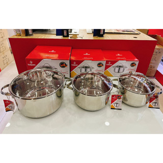 Nồi inox 304 cao cấp 5 đáy kalpen lermat 18cm, 20cm, 24cm