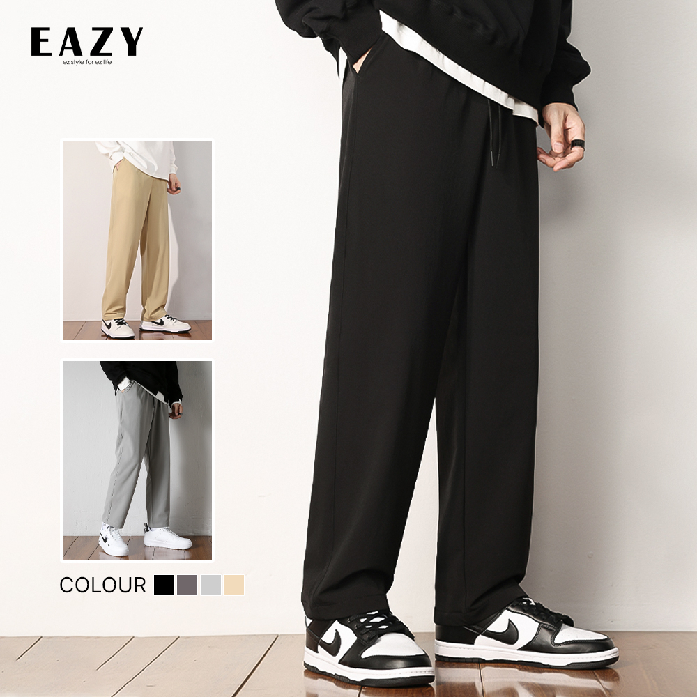 Quần dài nam ống rộng thời trang phong cách hàn quốc vải lụa băng mát mẻ EAZY - P03 , Quần ống rộng nam big size