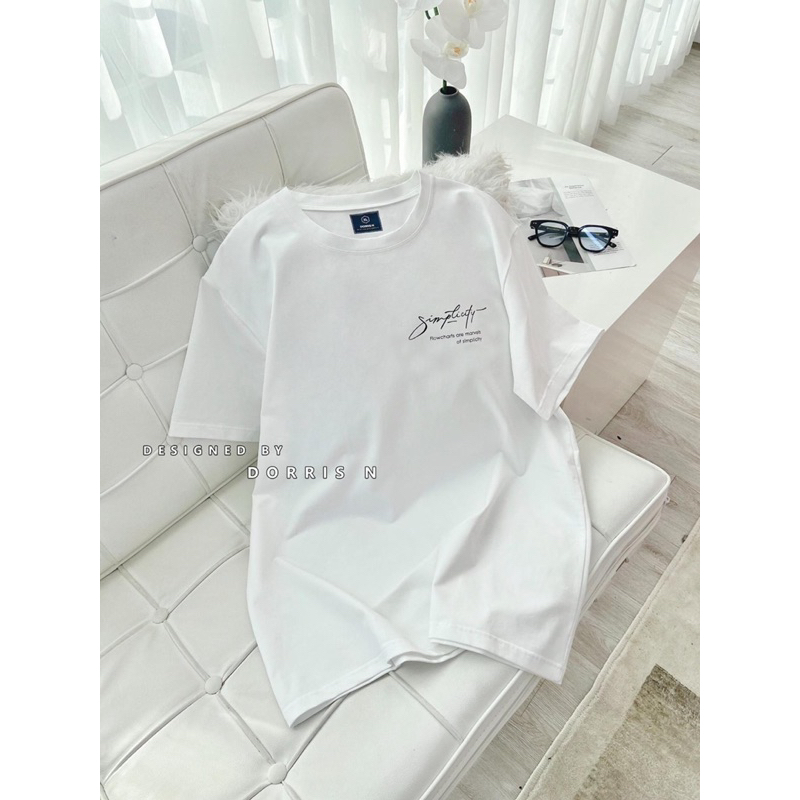 Áo Phông Nam Nữ Tay Lỡ Cổ Tròn In Chữ Bên Phải Chất Vải Cotton Mềm Mịn Co Giãn Thoáng Mát