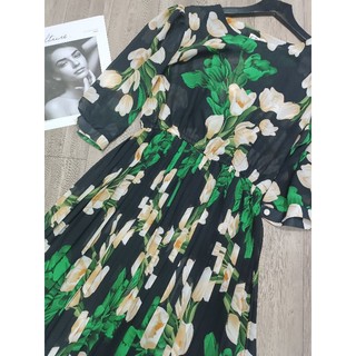 Đầm maxi dập ly hoa tay lỡ