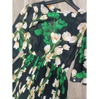 Đầm maxi dập ly hoa tay lỡ