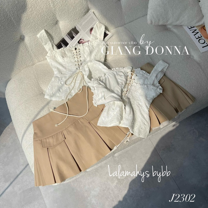 SET ÁO DÂY THÔ BODY ĐỤC LỖ ĐAN DÂY DÁNG ÔM + Váy Xếp Ly To Dáng Ngắn Có Lót Quần TÔN EO CHẤT ĐẸP