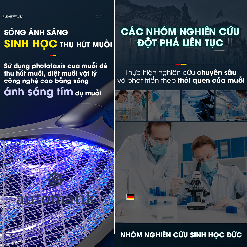 Vợt Muỗi Thông Minh Tự Động, Vợt Bắt Muỗi Kiêm Đèn Bắt Muỗi, Bắt Côn Trùng, Vợt Điện Bắt Muỗi, Vượt Muỗi Automatik